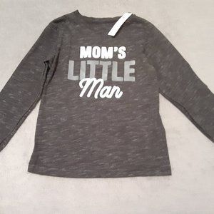 NWT! Garanimals 5T Grey and White Long Sleeve Boys T-Shirt Logo Mom's Little Man